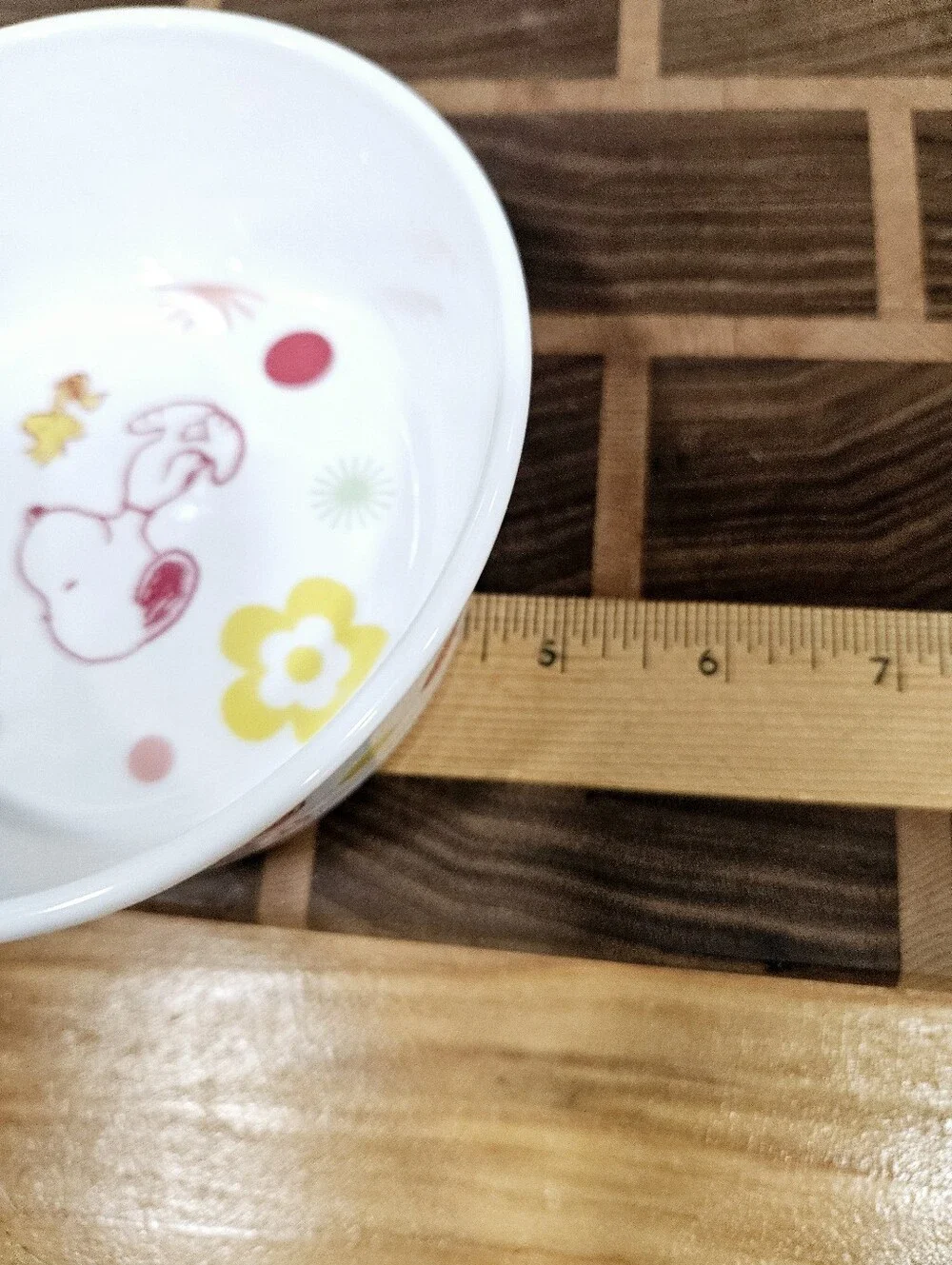 Ceramic Peanuts Snoopy & Woodstock Floral Pet Dog Feeding Water Bowl